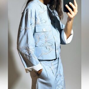 Embroidered blue jacket